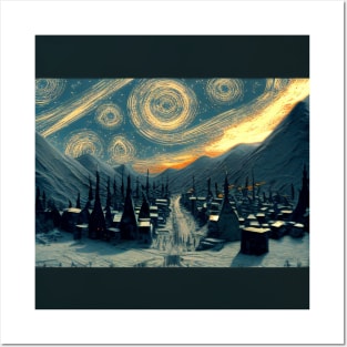 Starry Night Over Hogsmeade Village Posters and Art